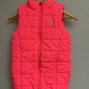 Puma Girls Pink Quilted Puffer Full Zip Vest Size 10-12